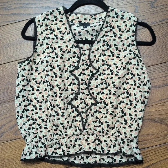 Anna Sui - Scalloped and Patterned Sleeveless Top - Picture 1 of 3